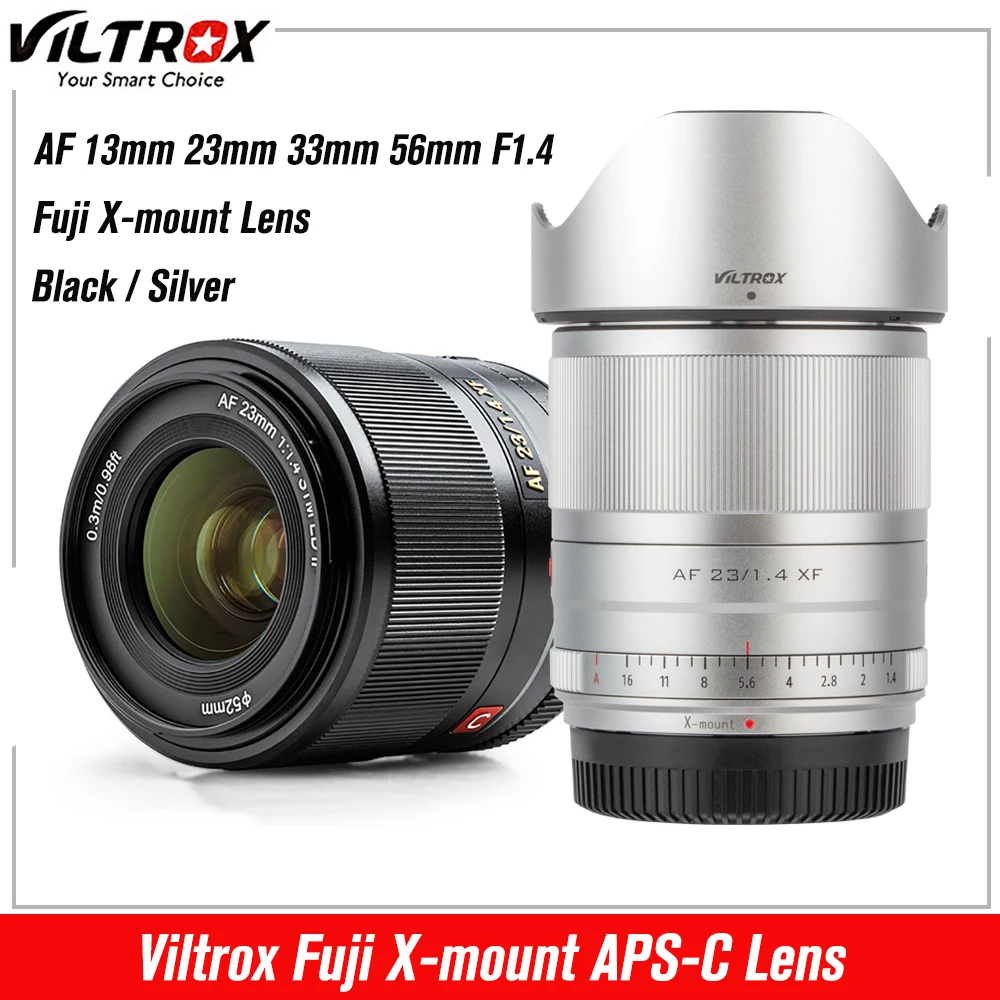 Объектив Viltrox Fujifilm 23 мм, 33 мм, 56 мм, 13 мм, F1.4 Fuji X, объектив с автофокусом, ультраширокоугольный объектив, фотообъектив для камеры Fuji XF Mount X-T4