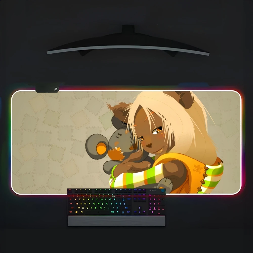 Игровой коврик для мыши W-Wakfu, большой игровой коврик для мыши с RGB подсветкой, аксессуары для офисных столов и ноутбуков, нескользящий HD