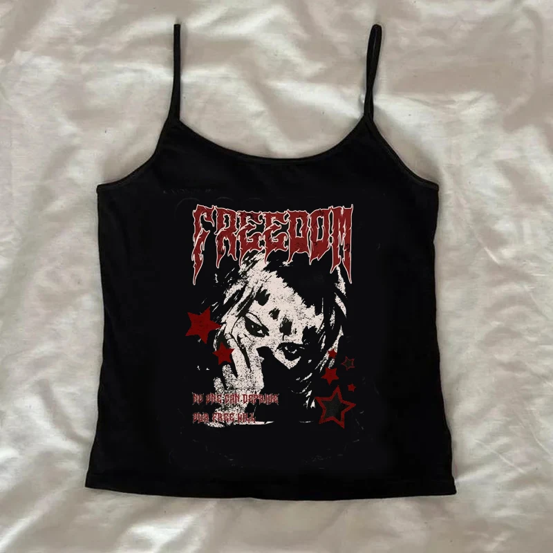 Фото Freedom retrato Hip Hop Punk Y2k Unisex hombres mujeres Camiseta de algodón moda de lujo talla grande Top manga corta Camiseta c №3