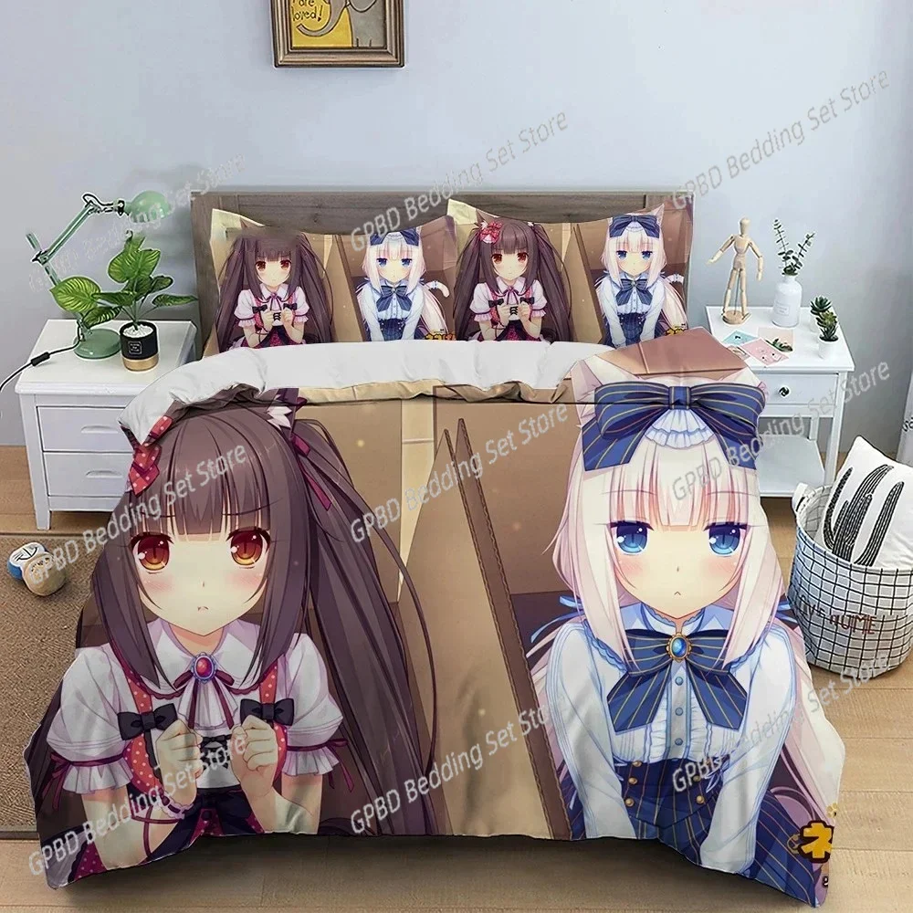 3D принт аниме Nekopara сексуальный комплект постельного белья для девочек для мальчиков и девочек, размер Twin Queen, пододеяльник, наволочка, кровать для детей и взрослых, домашний текстиль