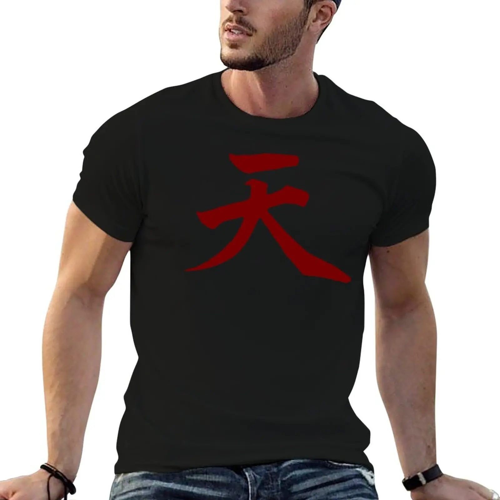 Фото Akuma Kanji (Street Fighter) (красная) футболка мужские облегающие футболки с принтом для мужчин футболка №4