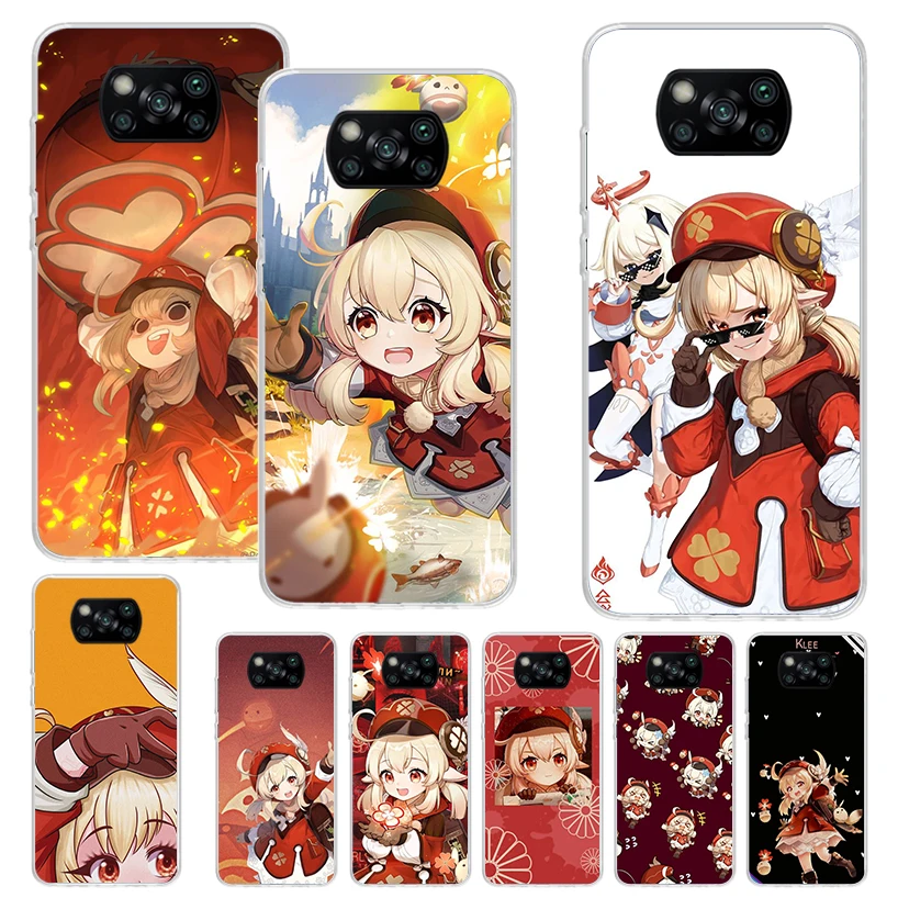 Мягкий чехол Genshin Impact Klee с принтом для Xiaomi Poco X3 X4 NFC X5 Pro M3 M4 M5S, чехол для телефона F5 F4 GT F3 F2 F1, чехол с рисунком
