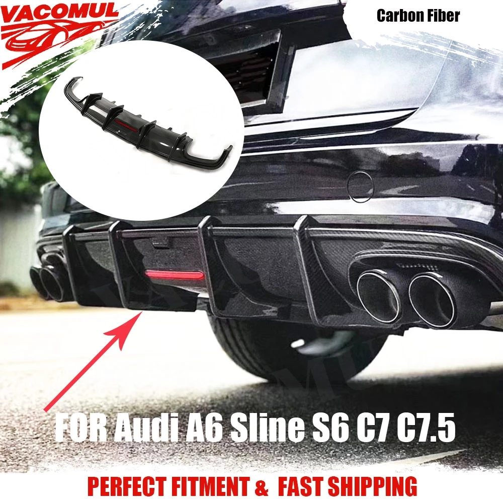 Задний диффузор VACOMUL из углеродного волокна, спойлер для Audi A6 Sline S6 C7 C7.5 2013-2020 (не для A6 Base), защита бампера