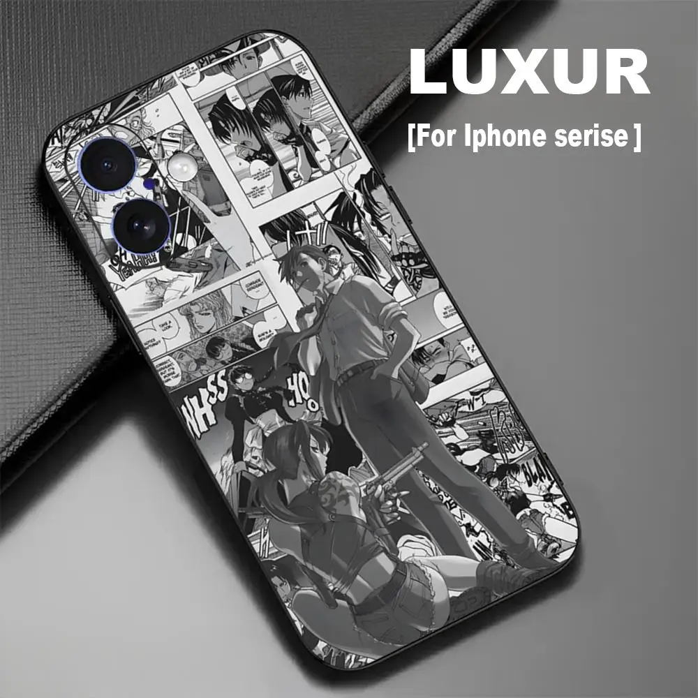 Популярный чехол для телефона с аниме «Черная лагуна» для iPhone 17, 16, 15, 14, 13, 12, X XR XS 8 Plus Mini Pro Max, мягкий черный противоударный чехол