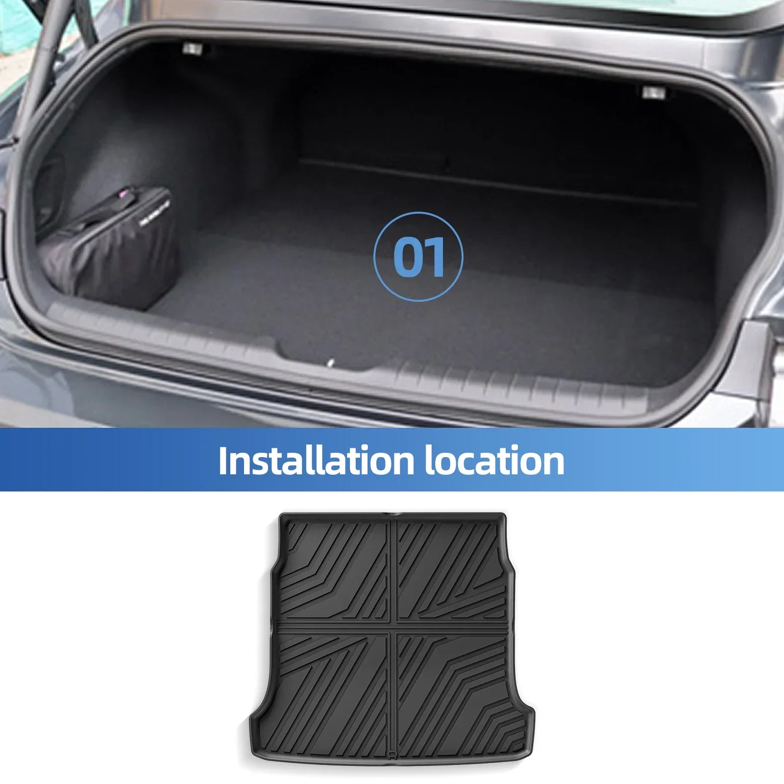 Фото Автомобильные коврики для Hyundai Iqnio 6, багажник, накладка на багажник, TPE 3D, водонепроницаемая, всепогодная, с левым рулем №4