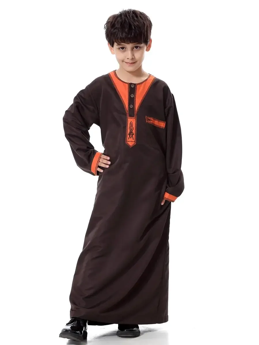 Фото Рамадан исламские мальчики Саудовская Джубба Тобе Thawb мусульманская одежда кафтан Абая молитва детские халаты детское арабское платье на Ближнем Востоке №5