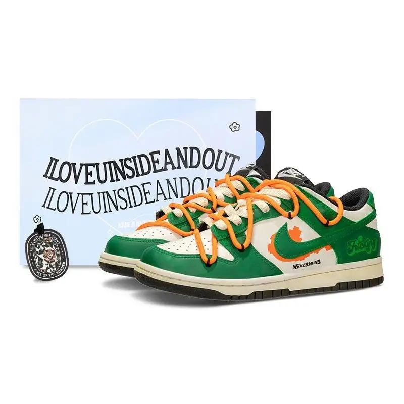 [Нестандартная женская версия, которая любит смерти-игры]Nike Dunk Love To Death Machine, низкие туфли для скейтборда, женские оранжево-зеленые