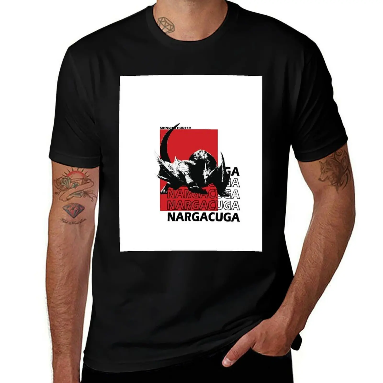 Черно-белая футболка Nargacuga, рубашка на заказ, футболки, облегающие футболки большого размера для мужчин