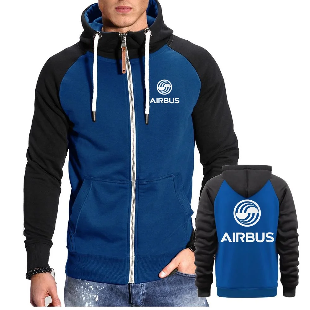 Фото Мужские толстовки с капюшоном AIRBUS AVIATION, зимняя теплая флисовая толстовка с капюшоном, верхняя одежда, модные уличные пальто Airbusfan A320 №5