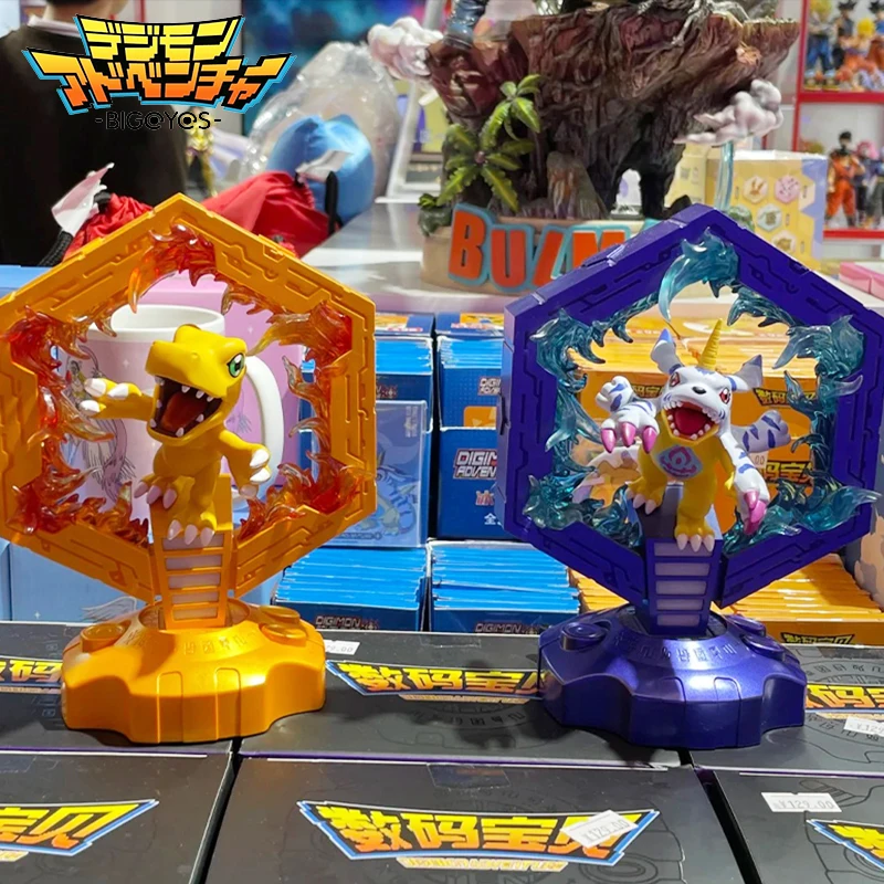 Подлинная прикроватная лампа Bandai Digimon Adventure Agumon Gabumon с героями мультфильмов в полке, фигурки аниме, ночник, подарки для детей