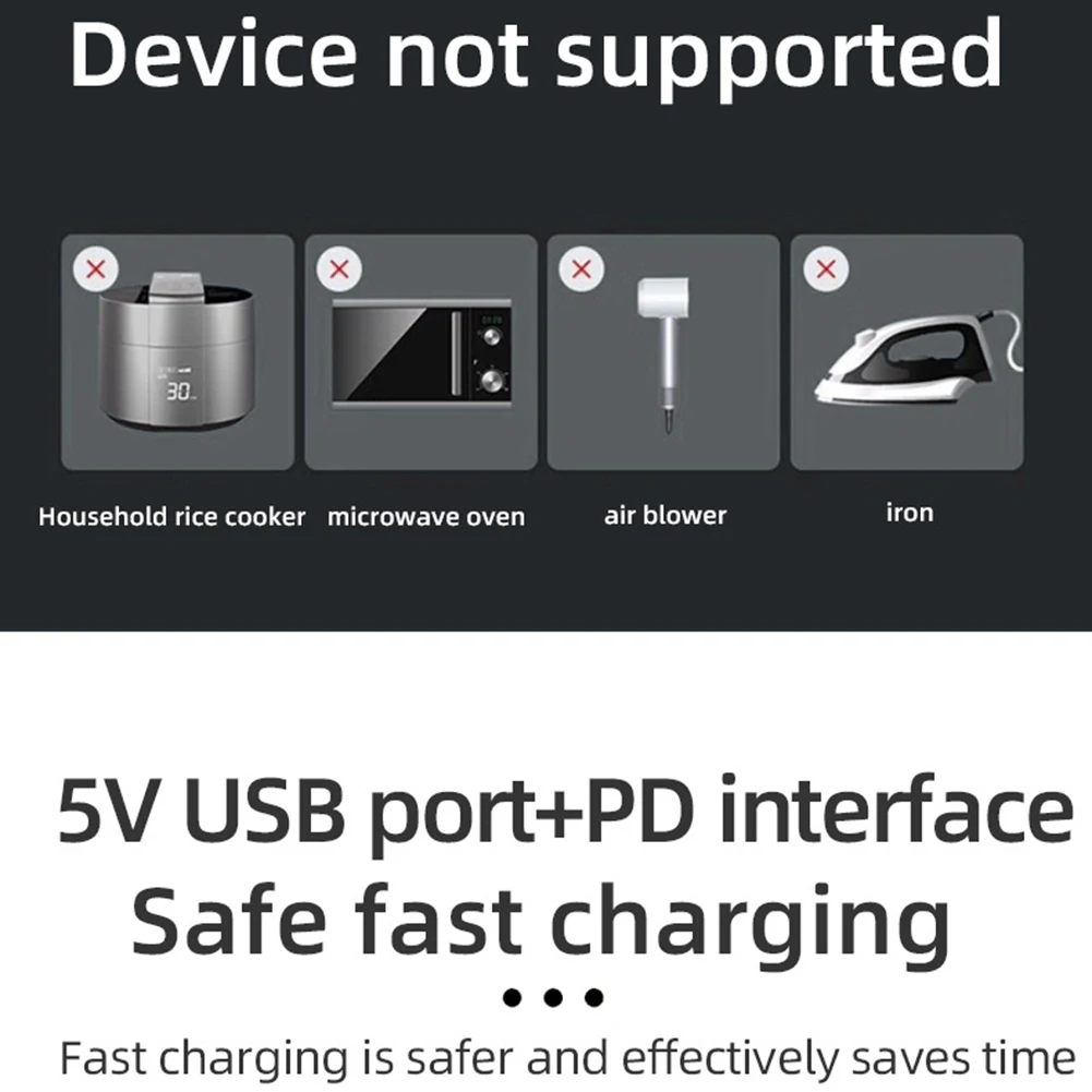 Преобразователь постоянного тока в переменный ток, USB-разъем для зарядки, дорожный источник питания, компактный размер, возможность быстрой зарядки для устройств (art.: 3920ca035c3b5) - 3920ca035c3b5
