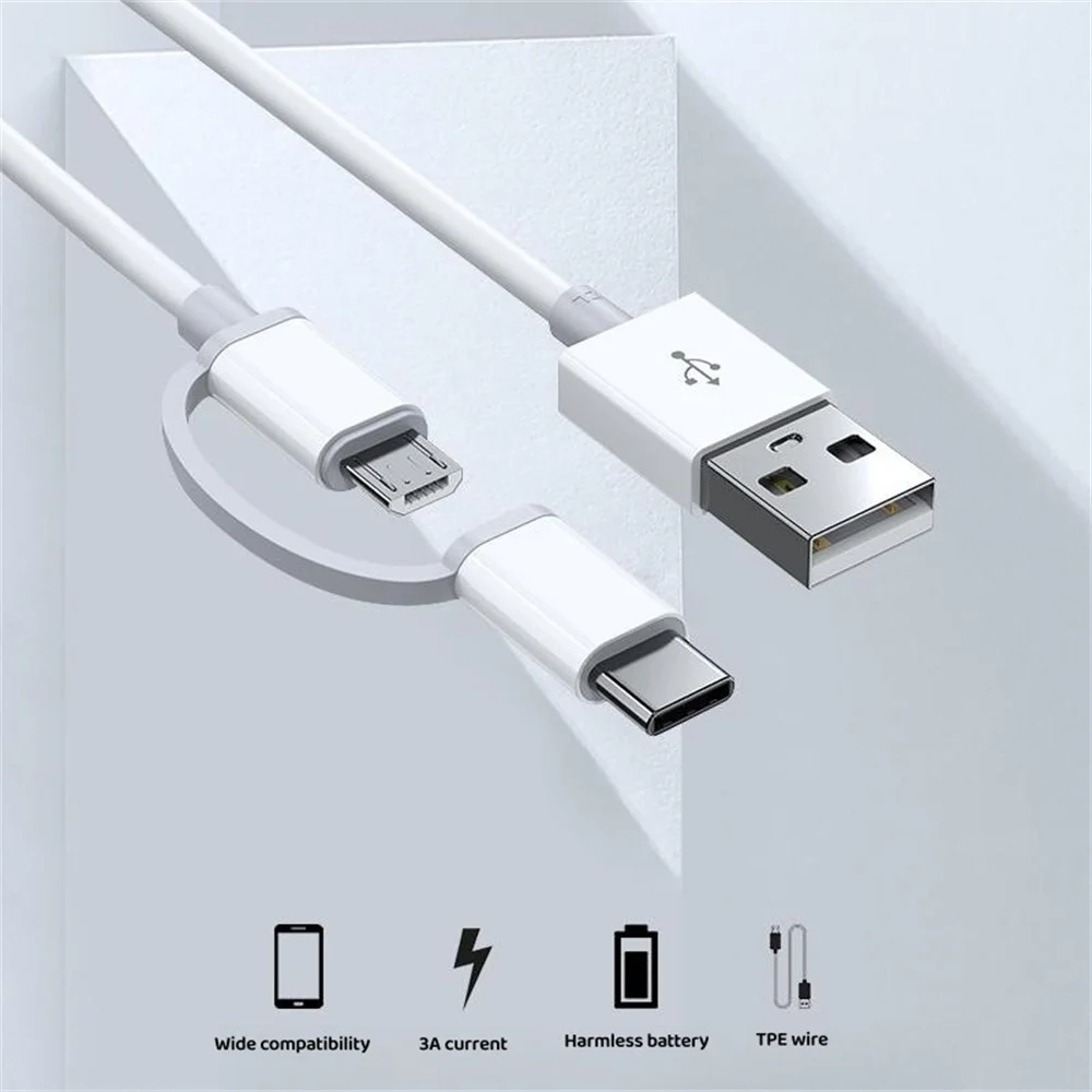 Фото Maerknon USB Type-C Кабель 2-в-1 Быстрая зарядка Передача данных Прочный мощный кабель для Huawei Samsung Galaxy Note Meizu X... №5