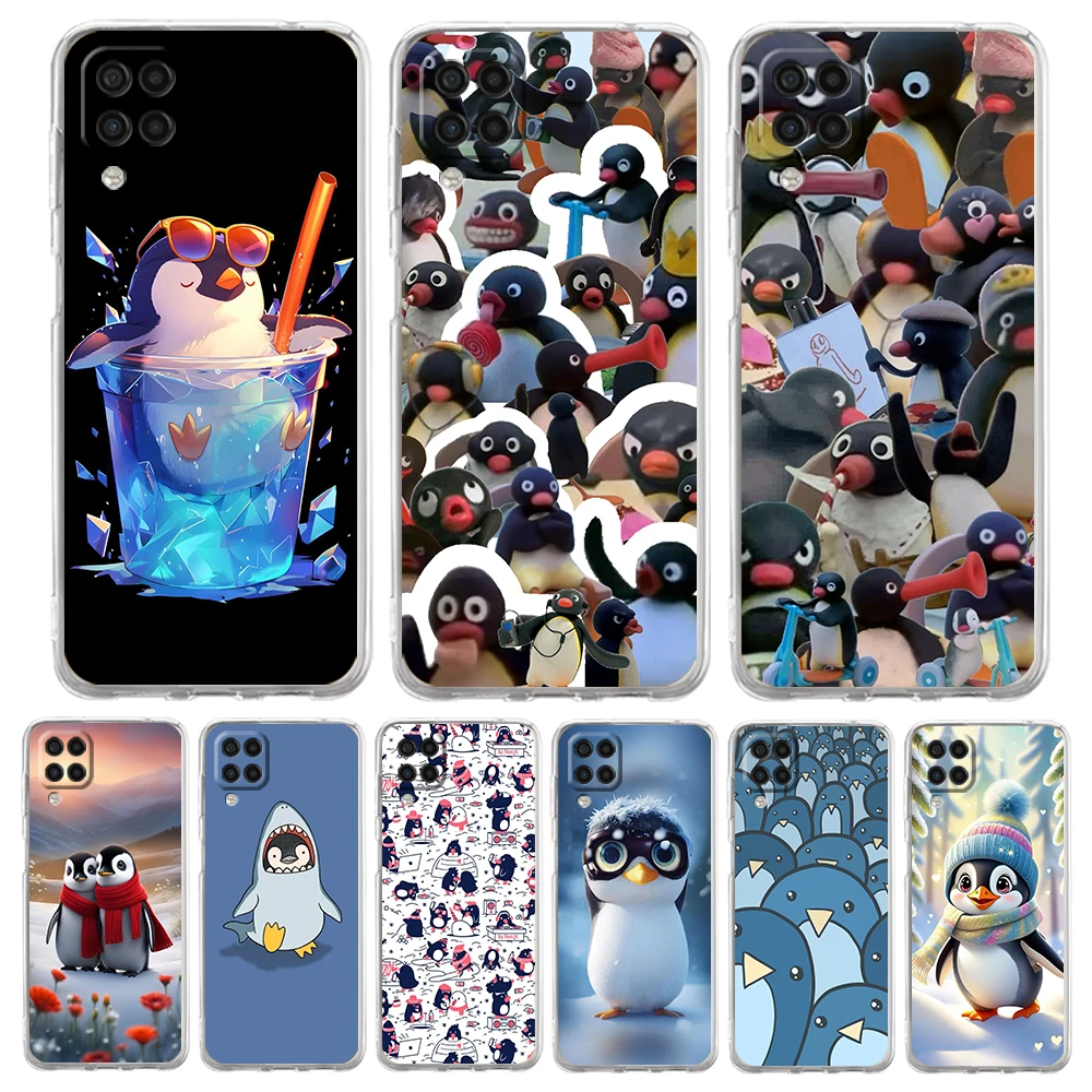 Мягкий чехол из ТПУ для Samsung Galaxy A25 A23 A22 A52 A55 A72 A51 A71 A41 A31 A13 A11, прозрачный чехол для телефона с рисунком Pingu Penguin
