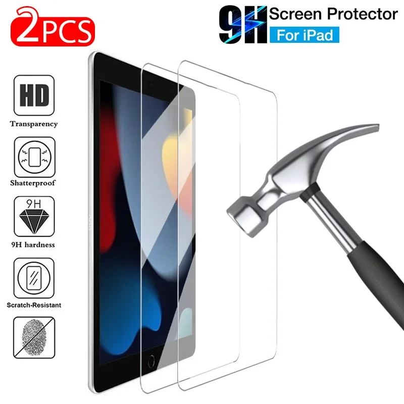 Закаленное стекло для iPad 5, 6, 7, 8, 9, Защита экрана для iPad 11 Pro Air 4, 5, защитное стекло 9,7, 10,2, 10,9, 11 дюймов, 2 шт.