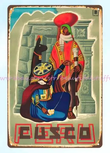 1950s постер для путешествий Cusco Peru hill of Machu Picchu Inca металлический жестяной знак художественная стена