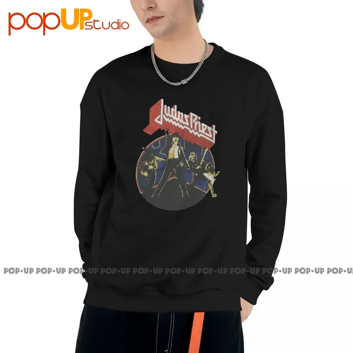 Judas Priest Unleashed Band Logo Толстовка Пуловер Рубашки Новый Ретро Сращивание Высокое Качество