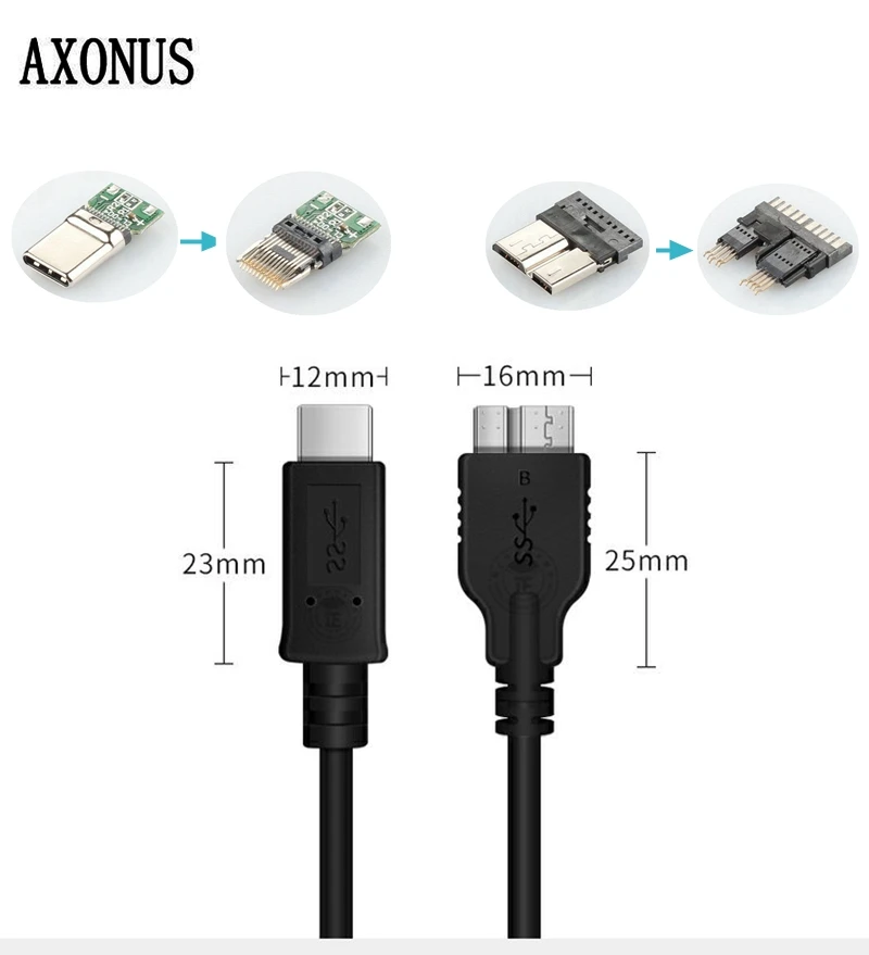 Фото Кабель для передачи данных мобильного жесткого диска Typec к Micro USB 3.0 для Toshiba Seagate WD Huawei Macbook Xiaomi, удлинительный кабель OTG для ноутбука №3