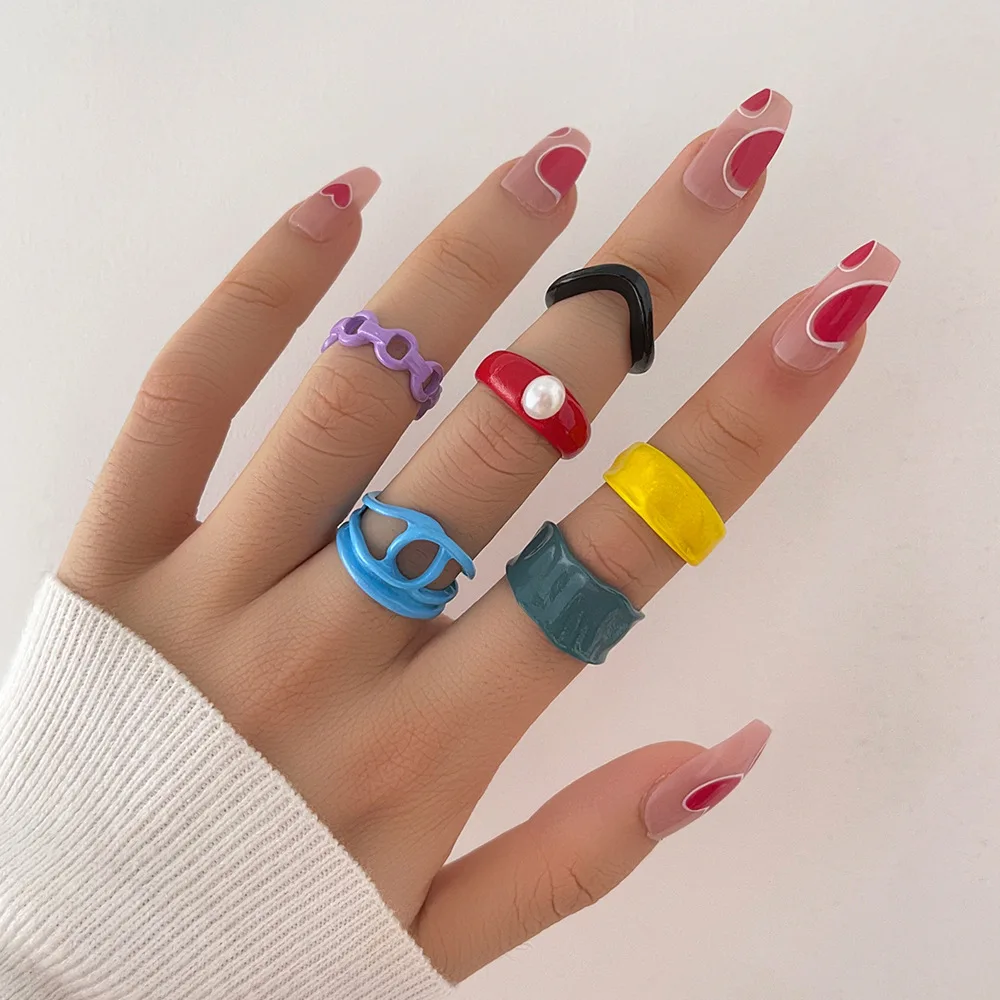 Привет, мужчина, 6 дюймов, в комплекте, панк, Campuran Minyak Menetes Busur, Berongga Cincin Mutiara Wanita Kepribadian, детский участок