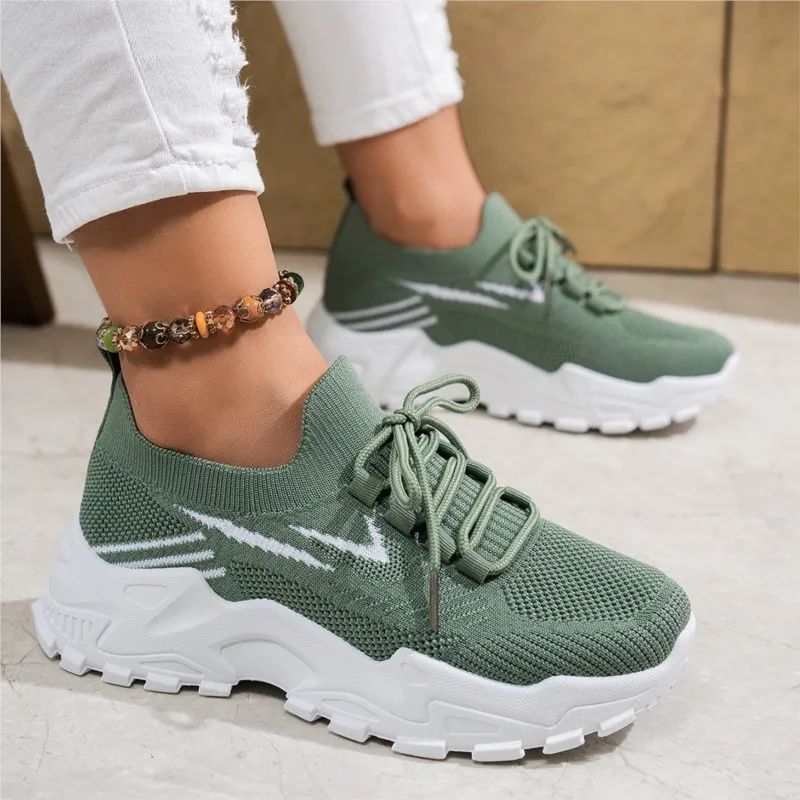 Zapatillas Mujer кроссовки женские вязаные модные сетчатые носки на платформе обувь Tenis дышащая спортивная обувь Socofy женские туфли на плоской подошве 1688 Кроссовки