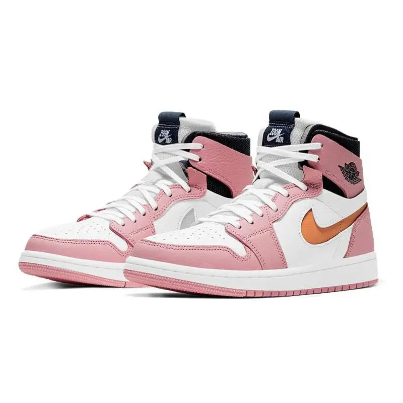 Фото Женские кроссовки Nike Jordan 1 с высоким увеличением Air Cmft розовые глянцевые туфли с кактусами №4