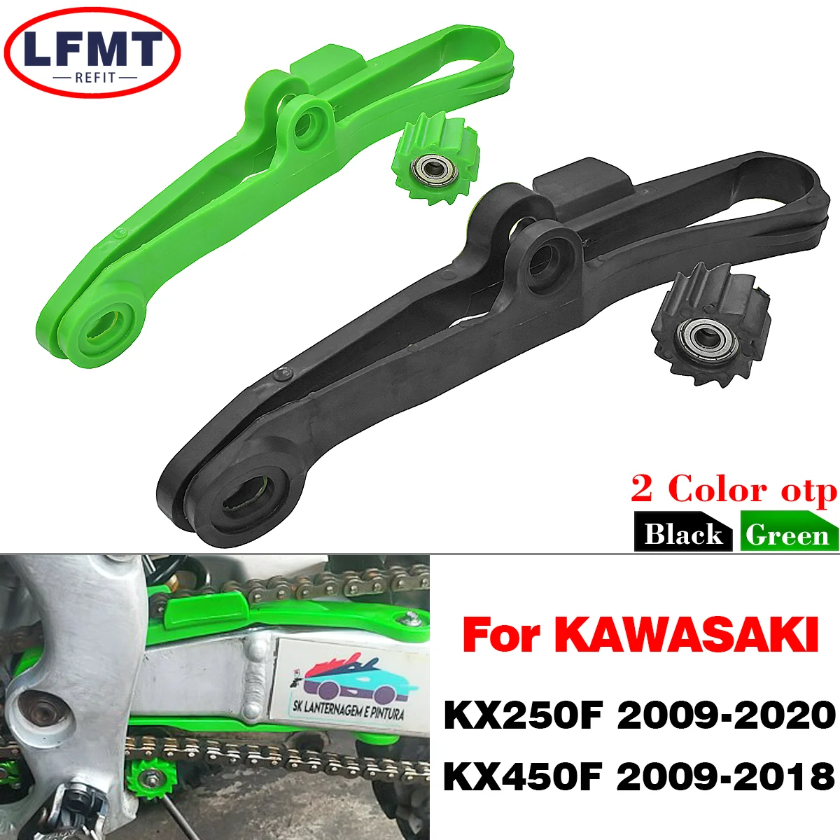 Для KAWASAKI KX250F KX450F KLX450 KX-250F KX-450F KX 250F 450F 2009-2020 направляющая слайдера цепи мотоцикла Swingarm Roller
