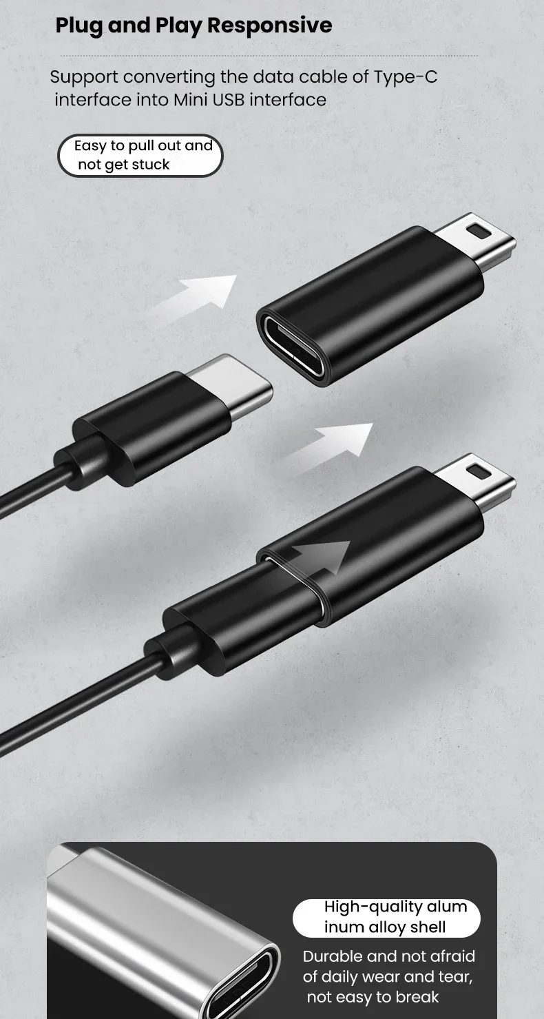 Адаптер Mini USB к типу C 5-контактный разъем Mini USB к женскому USB типа C для передачи данных для камеры GoPro MP3, конвертер ПК (art.: 3920ceed4c41c) - 3920ceed4c41c