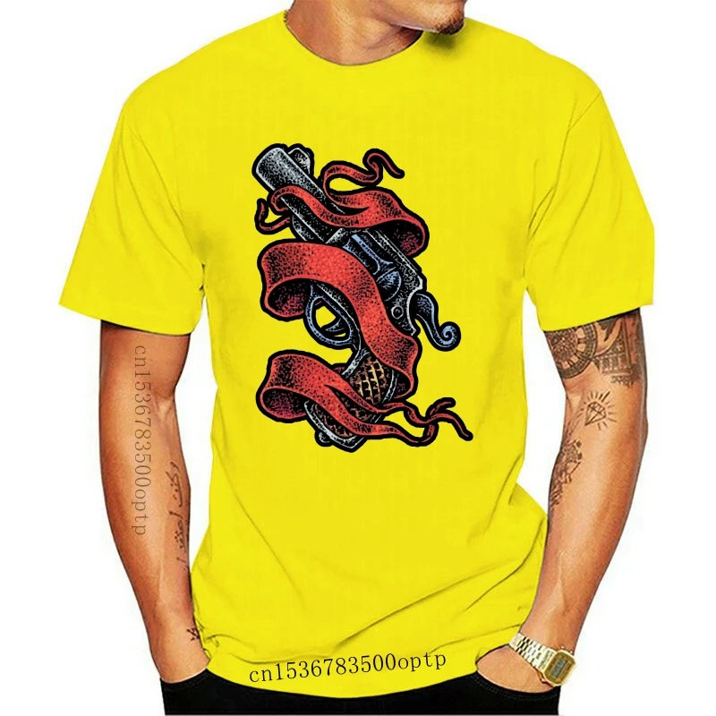 Новинка 2017 г., Kaus Katun 25520, Pria Print 3D 100%, Gaya Tato yakудза, пистолет, крепление, популярная модель