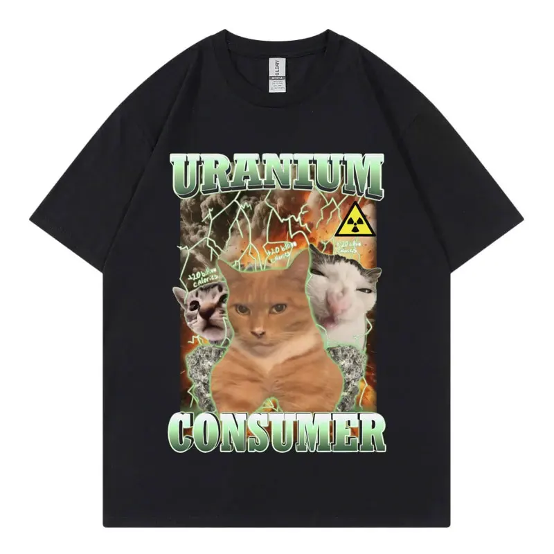 Uranium Consumer Funny Cat Dank Memes футболка винтажная модная одежда Y2k футболка летняя хлопковая футболка высокого качества унисекс
