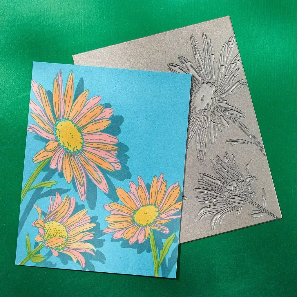 Фото Пресс-тарелки Daisy Trio, новинка 2025, горячая фольга, украшение для скрапбукинга, дневника, трафарет, тиснение, шаблон, сделай сам, поздравительная открытка ручной работы №4