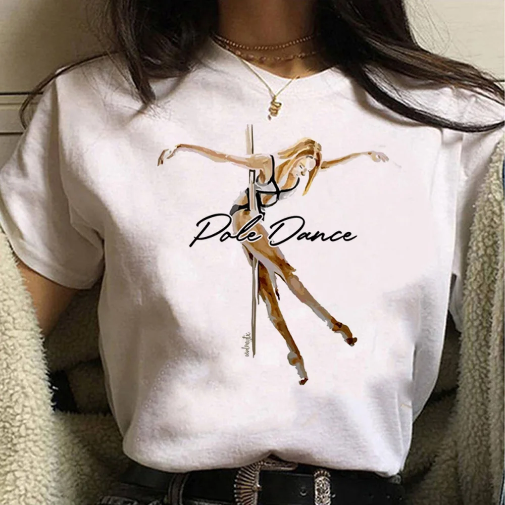Футболка Poledance, женский летний Забавный Топ, одежда для девушек с Аниме Манга