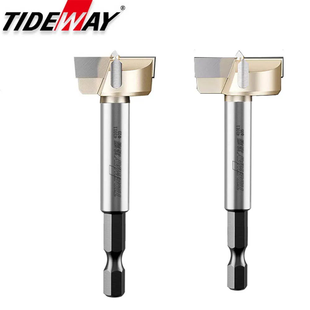 Насадки для сверл Tideway Forstner, шестигранный хвостовик, деревообрабатывающие инструменты, самоцентрирующаяся кольцевая пила из карбида вольфрама