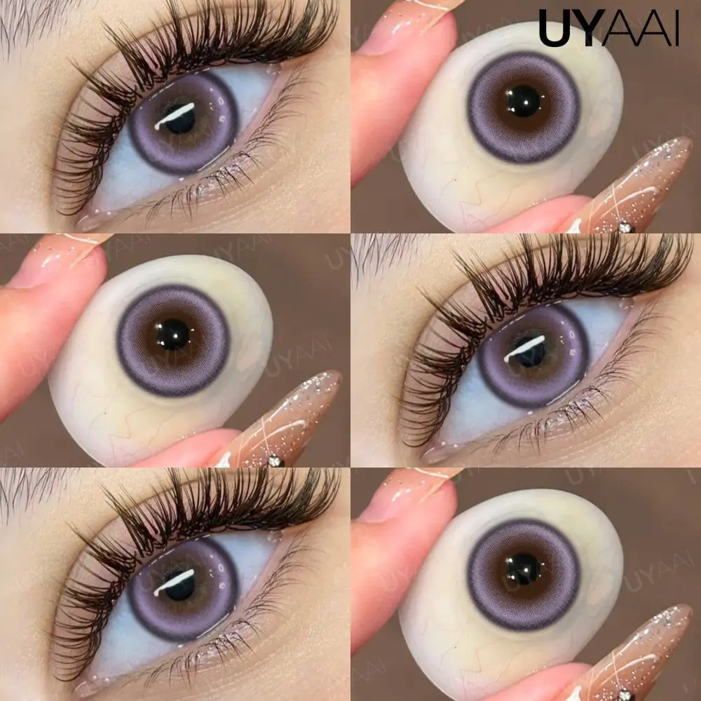 Фото UYAAI 2 шт. серые контактные линзы для красоты, моды, здоровья, мягкие натуральные контактные линзы, цвет глаз, макияж, ежегодный комфорт, бесплатный чехол №5