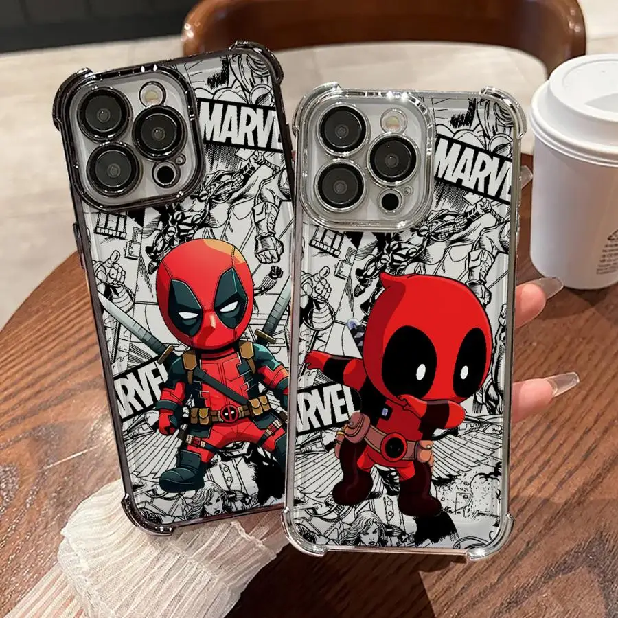 Фото Мягкий чехол для телефона Marvel Deadpool Cool для iPhone 15 Plus 13 16 + 16 Pro Max 11 12 14 №3