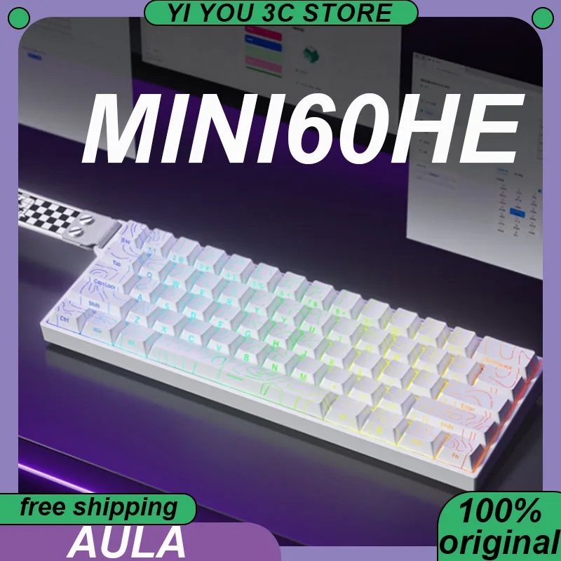 AULA MINI60HE Механическая клавиатура с магнитной осью, беспроводная, трехрежимная, высокопроизводительная, FPS, с низкой задержкой, VALORANT, индивидуальный ПК, киберспорт