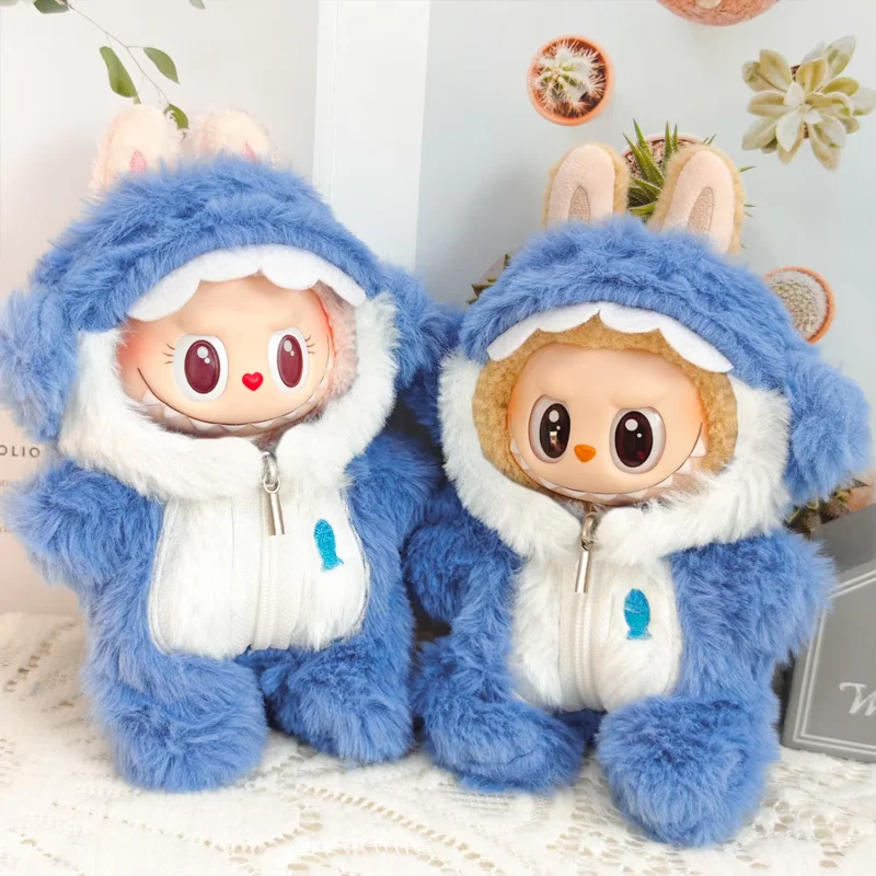 Kawaii комбинезон с изображением акулы для мини-куклы 17 см, милая плюшевая кукольная одежда, наряд Labubu ldol, аксессуары для одежды для кукол (art.: 3920d16db6586) - 3920d16db6586
