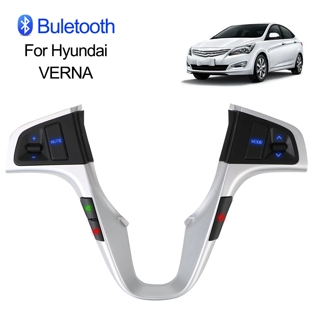 Переключатель управления громкостью аудио и музыкой, Bluetooth, кнопка рулевого колеса с синей подсветкой, автомобильные аксессуары для Hyundai VERNA SOLARIS