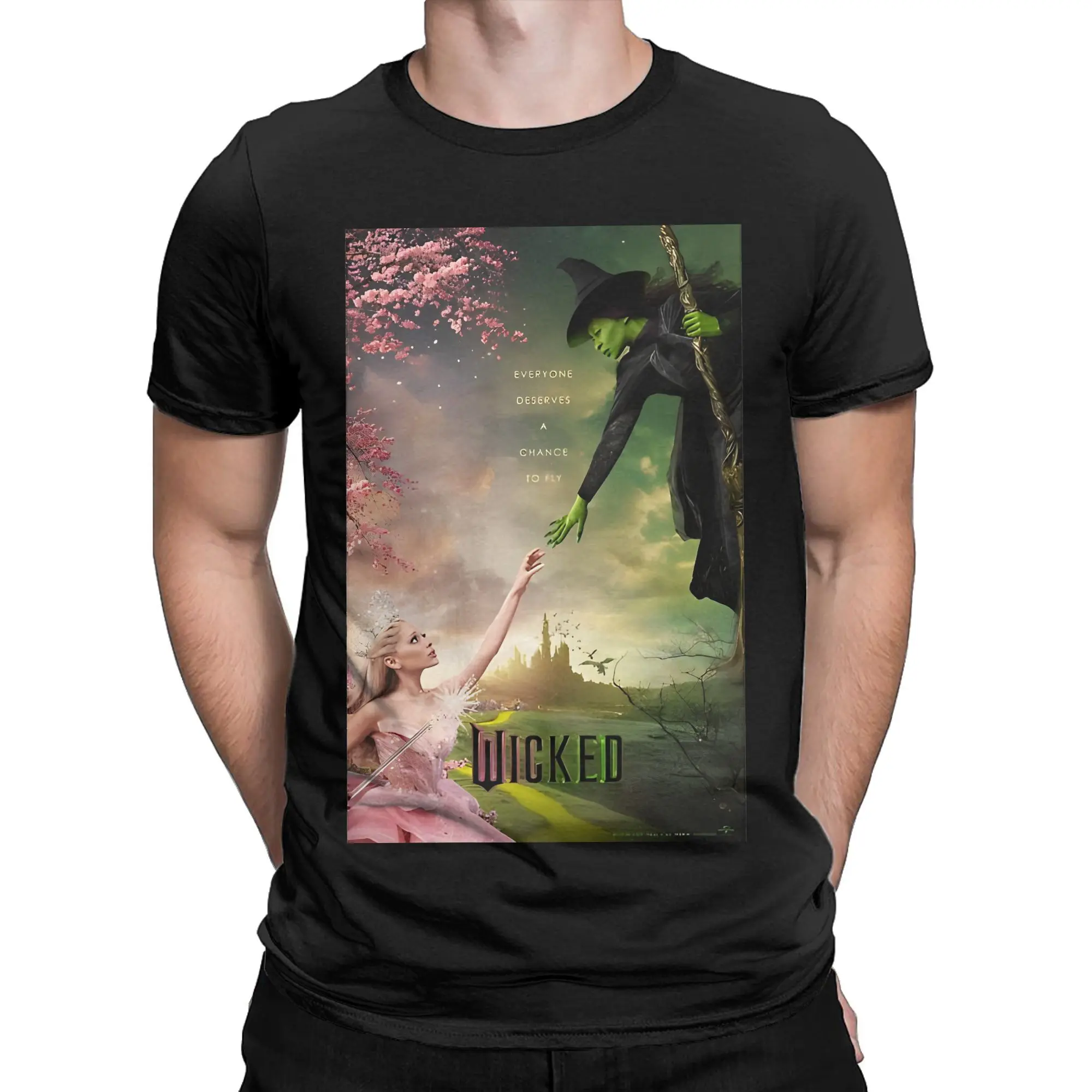 Фото Мужская и женская футболка Wicked Movie из чистого хлопка, футболки с графическим принтом Glinda Elphaba, музыкальная одежда, наряды №4