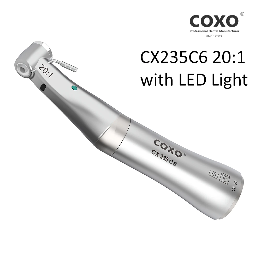 COXO CX235C6 Стоматологический угловой инструмент с подсветкой 20:1 для хирургии имплантатов, низкоскоростной наконечник, стоматологический инструмент