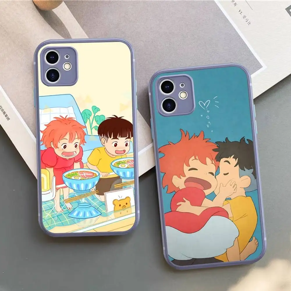Anime P-Ponyo On The CliffS Phone Case For IPhone 16 15 14 X XR XS 7 8 Plus 11 12 13 Pro MAX 13mini Matte Shockproof Case