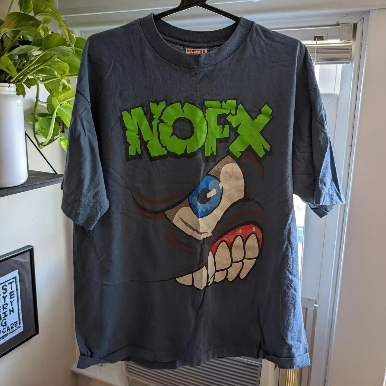 Редкая Винтажная Футболка noмонс Тур 1994 сине-серая, размер XL, 90s, скейтпанк