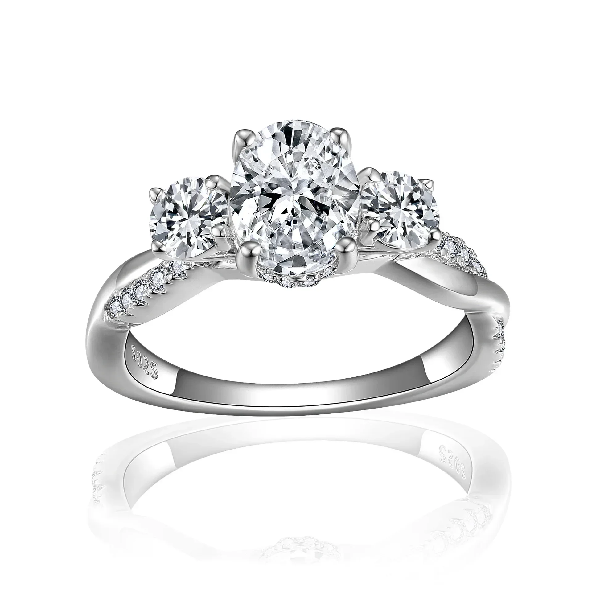 Фото LinkerLove 925 Серебряное женское кольцо 1.5CT Овальный разрез Моссан Камень обручальное кольцо 2025 Блестящая роскошная лаборатория бриллиантовые драгоценности №2
