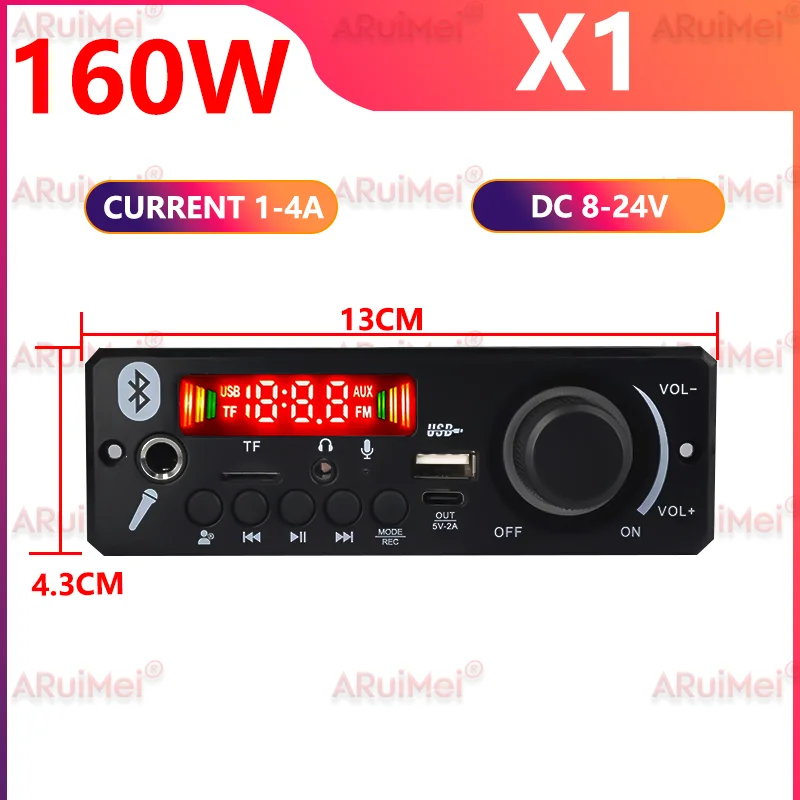 Фото Amplificateur Audio DIY 160 Вт Stéréo — Bluetooth 5,0 MP3 Lecteur USB/TF/SD — Décodage FLAC/APE/WAV — радио FM №2