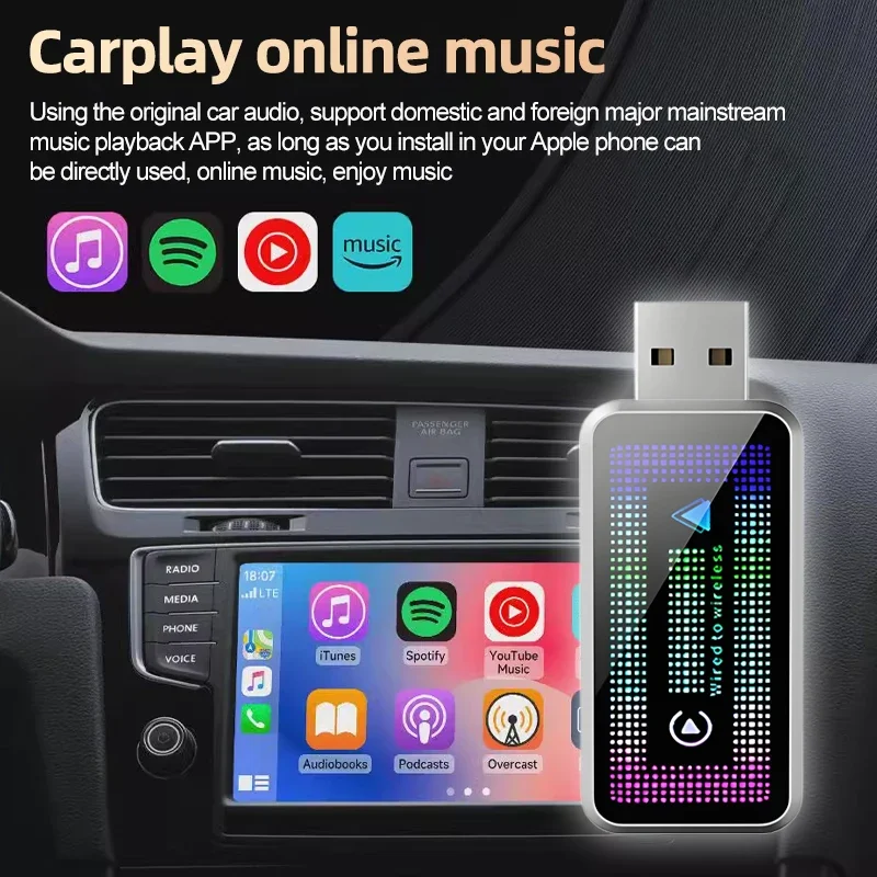 Фото Мини-2 в 1 Ai Box Проводной к беспроводному адаптеру CarPlay и Android Auto 5 ГГц Wi-Fi для Alfa Romeo Volvo BMW Kia Hyundai Honda Ford №2