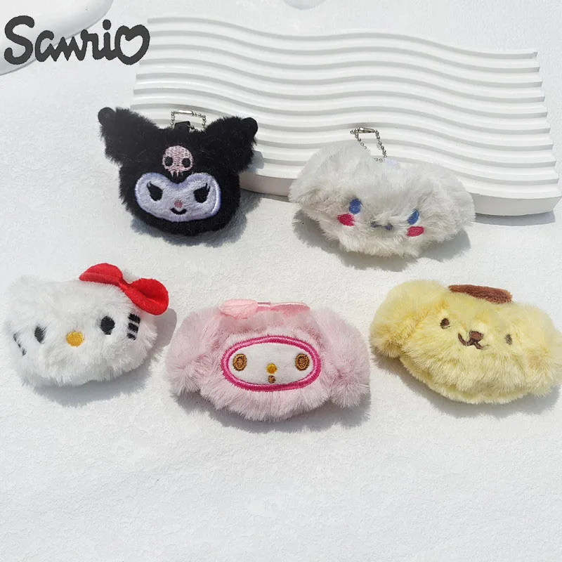Милый брелок Hello Kitty Sanrio, милый брелок в виде коричника, моя мелодия, Kuromi, детские игрушки, помпоны, пуриновые брелки для девочек, подарки