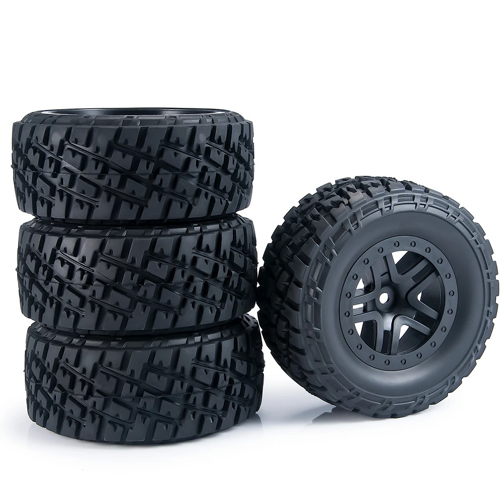Фото Резиновые шины YEAHRUN, комплект колесных ободов для 1/10 Slash 4X4, Радиоуправляемый гусеничный автомобиль, обновленные детали для грузовиков с коротким ходом №3