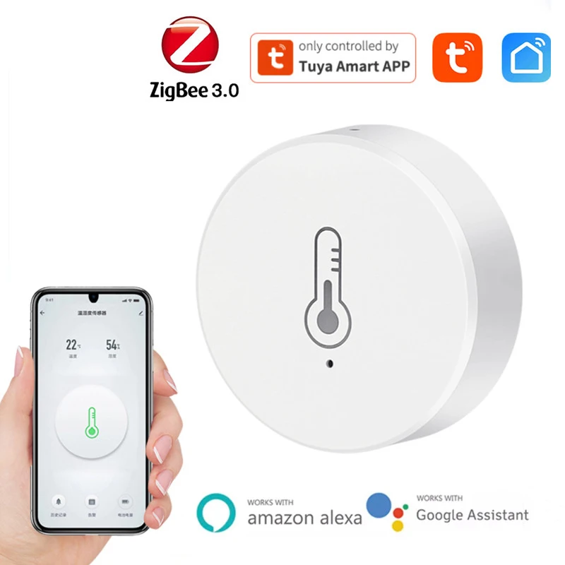 Датчик температуры и влажности Tuya Zigbee 3,0, Wi-Fi, термометр, монитор, работающий для Alexa Smart Life, Google, умный домашний помощник