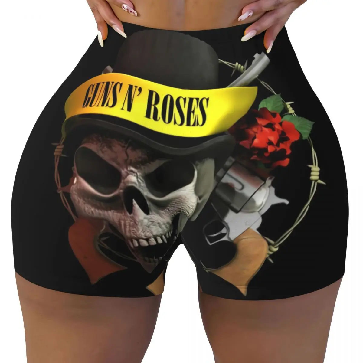 Пользовательские Guns N Rose логотип стимпанк музыкальный принт шорты для тренировок женские шорты для бега в тренажерном зале байкерские шорты для йоги