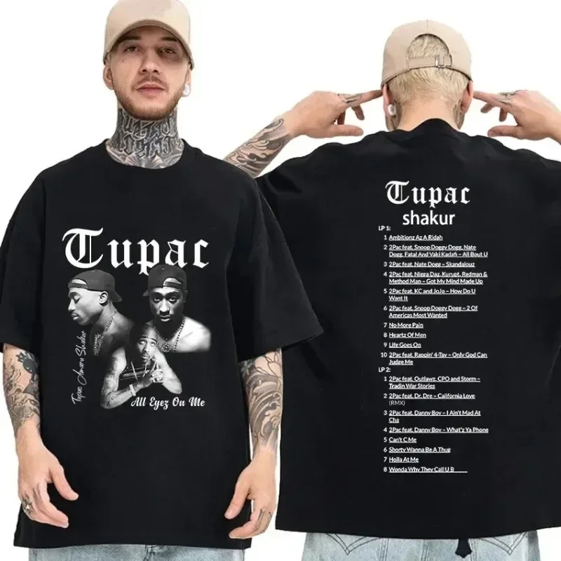 2024 футболка Rapper Tupac 2pac с графическим рисунком, мужская повседневная футболка с коротким рукавом, уличная одежда в стиле хип-хоп, Высококачественная Модная хлопковая футболка