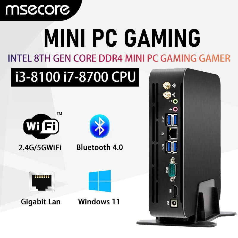 Игровой мини-ПК MSECORE, Intel 8-го поколения core i3 i7 DDR4, Windows 11, HTPC HDMI Wi-Fi 4K