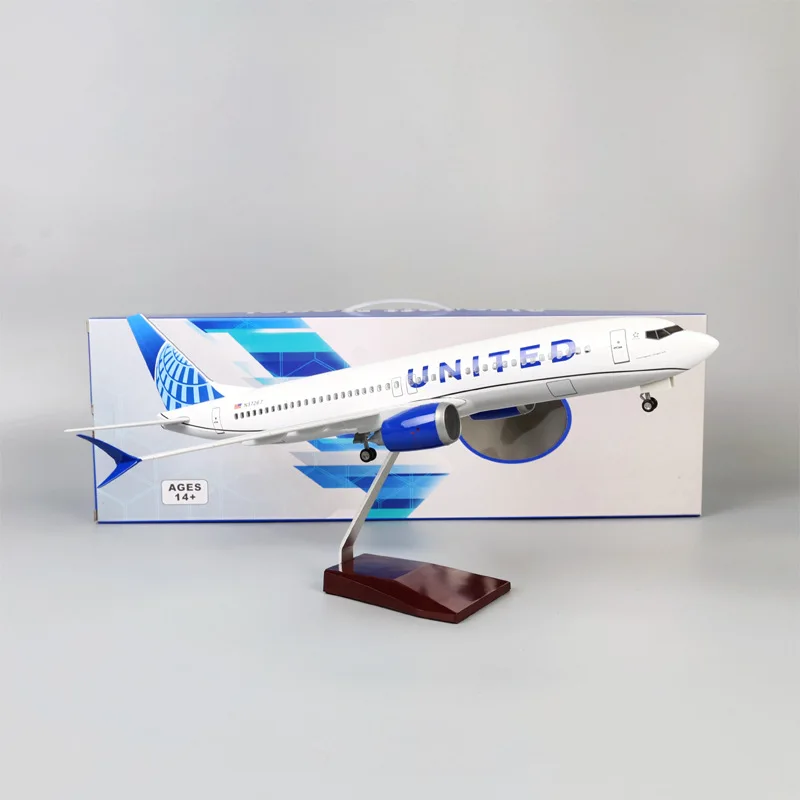 Масштаб самолета 47 см United Airlines 737 Max B737 Модель самолетов с легким и колесом, литой под давлением полимерный самолет, игрушки
